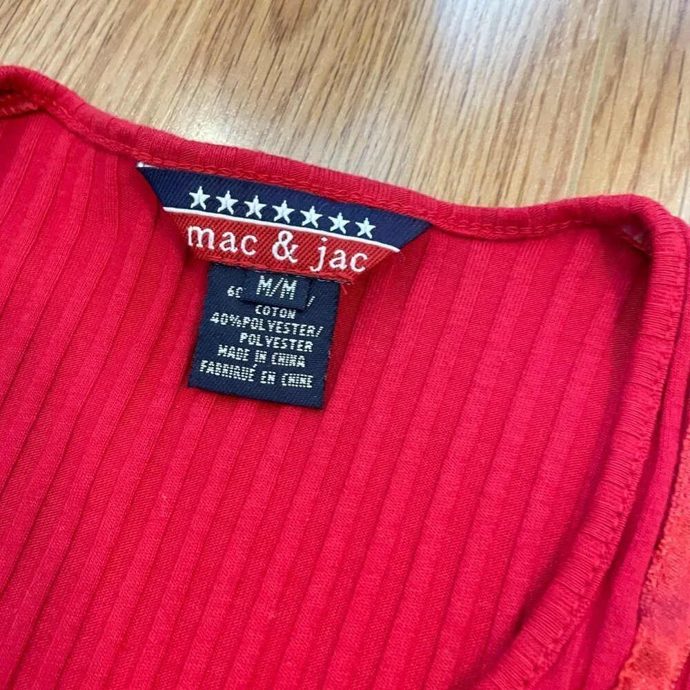Vintage Mac & Jac Red 3/4 Sleeve Button-Up Cardigan - M - Picture 10 of 11